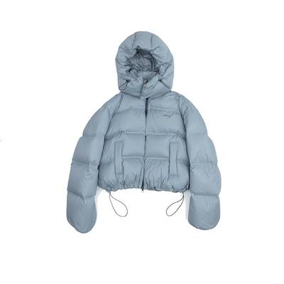 双绗线连帽轻盈短款羽绒服