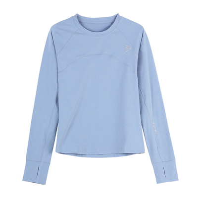 云上生活【青花T】UPF50+防晒吸湿速干短款长袖女T恤2026春季上衣