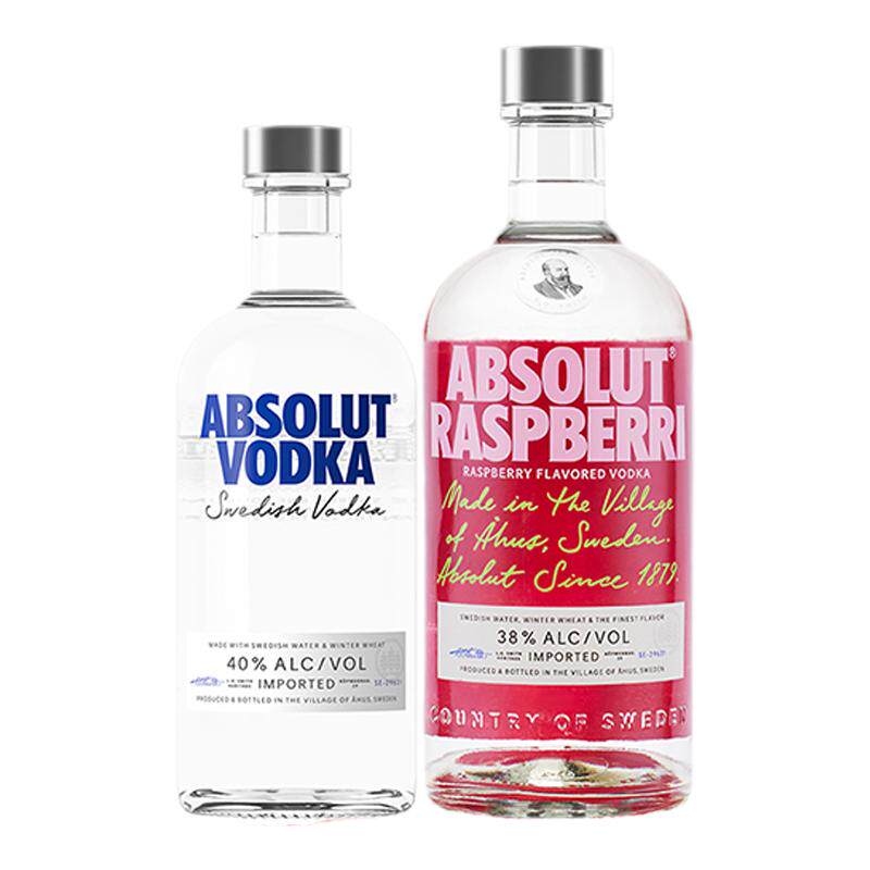ABSOLUT绝对伏特加原味500ml覆盆莓700ml洋酒瑞典进口调酒正品