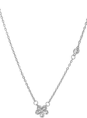 银色花朵项链女简约高级感锁骨链