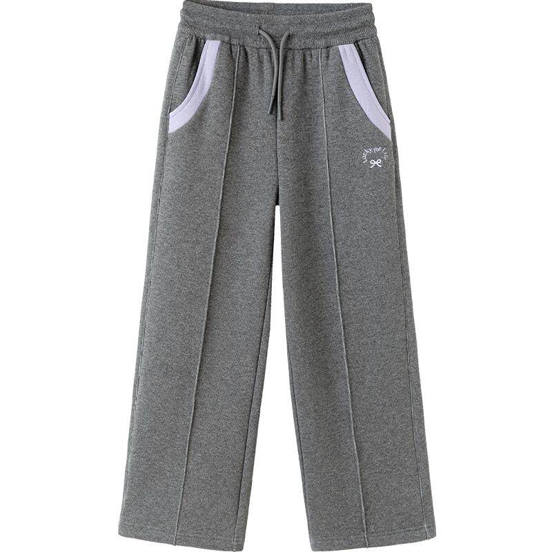 巴拉巴拉balaOne童装女童加绒直筒儿童裤子2025冬装新款撞色拼接