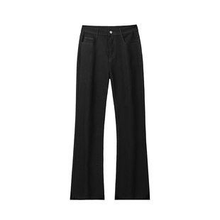 黑色柳叶弯刀牛仔裤男春秋美式高街弹力微喇遮肉显瘦大码直筒裤子