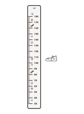儿童房毛毡身高贴可爱小猫款墙贴