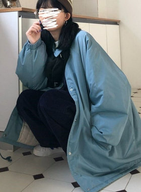 高货棉服女学生中长款外套u新款韩版宽松冬季纯色棉衣加厚棉袄子