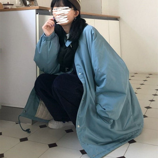 高货棉服女学生中长款外套u新款韩版宽松冬季纯色棉衣加厚棉袄子