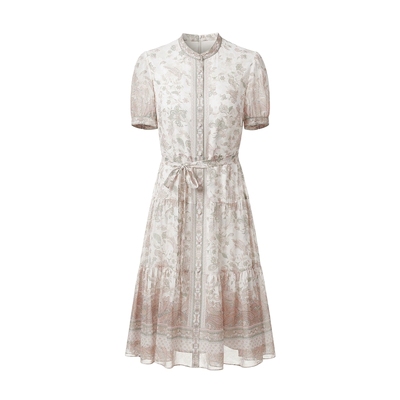 VGRASS渐变印花下午茶连衣裙