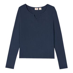 Levi's李维斯26年秋季新款女士美式复古修身休闲小V领长袖打底T恤