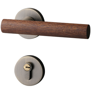 嘉森堡门锁室内木门中古风复古门把手卧室家用静音磁吸胡桃木门锁