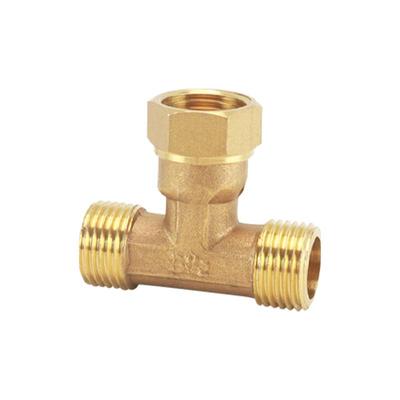 左圆右方全铜活接T型Y型三通加厚