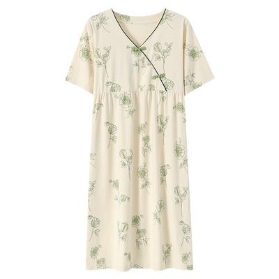 【浪莎】官方正品纯棉短袖睡裙女