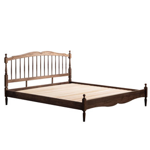 物应复古温莎床北美黑胡桃木实木床北欧简约1.5单人主卧1.8双人床