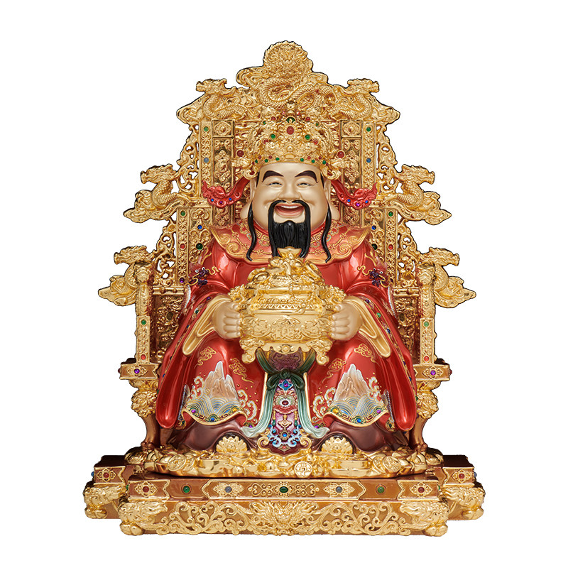 黄铜琉金彩财神爷招财摆件