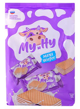 俄罗斯原装进口大奶牛威化饼干