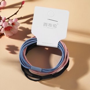 新款 女发绳高弹力发简约订扎43圈彩色1西合伦条皮筋1布卡四股头绳