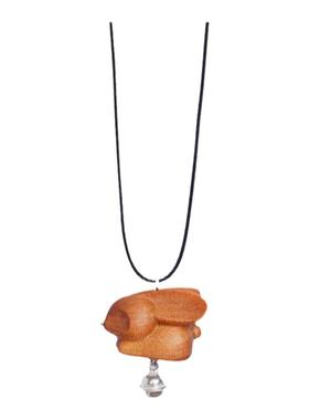 小兔子木制动物森系文艺吊坠项链