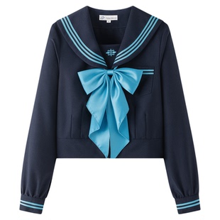 东京岁时记jk黑绿撞色日系少女水手服套装新款长袖海军领制服上衣