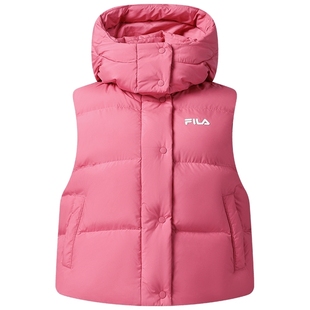 FILA 斐乐官方防污羽绒马甲女冬季新款时尚休闲保暖连帽羽绒服