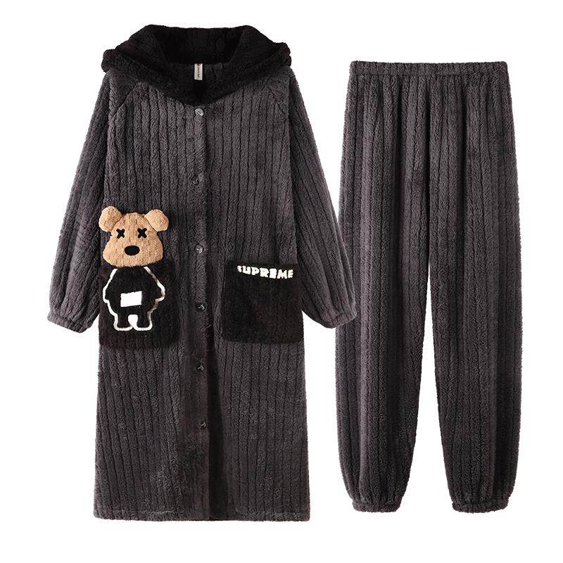 睡袍珊瑚绒家居服一浩品两件套女