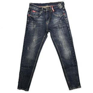 潮男秋冬新韩版修身复古做旧加厚猫须小脚牛仔裤社会小伙快手红人