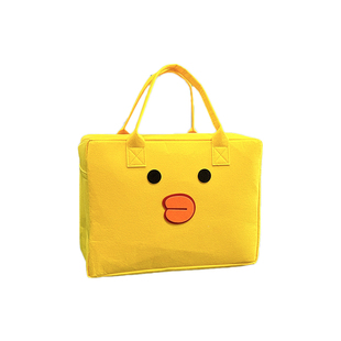卡通公仔休闲毛毡手提包新款行李箱收纳包简约百搭时尚超大手提袋