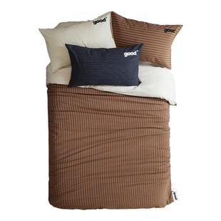 美好商店at home四件套{巧克栗栗}全棉家纺床品色织水洗棉复古