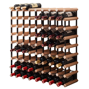 榉木0.7米红酒架创意格子红酒瓶摆件简约家用木质酒格酒瓶架子