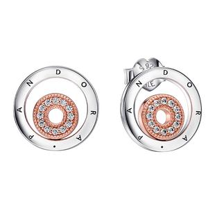 Pandora潘多拉奥莱多环双色耳钉气质优雅送女友礼物