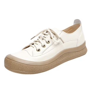 厚底小白鞋女士2026新款真皮轻便软底不累脚女鞋春秋单鞋软皮防滑