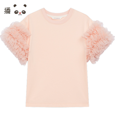 播broadcute童装短袖2024夏季新款女童花边设计T恤KER2Y939