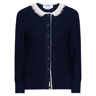 [3期免息]THOM BROWNE 2026新品女士羊毛蕾丝饰边开衫