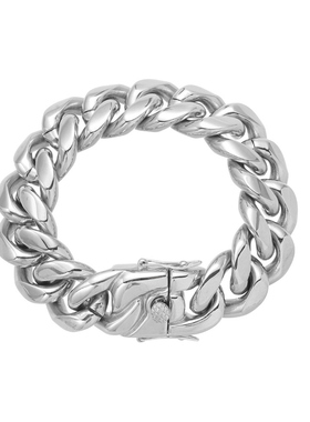 龙虾扣插口钛钢金色古巴手链