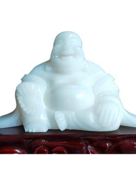 天然白玉哈哈大笑玉佛摆件家居玄关客厅酒柜电视柜工艺品礼品摆设