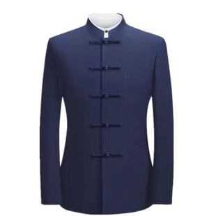 青年唐装男修身盘扣外套立领中山装新郎中式结婚礼服复古中国风