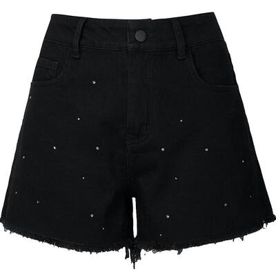 urlazh/有兰烫钻毛边牛仔短裤