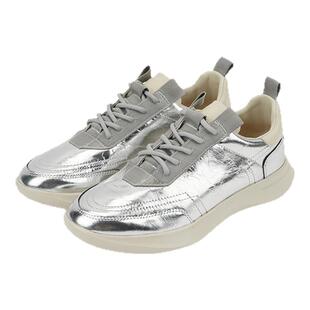 德芙琳复古休闲运动鞋女舒适真皮内里阿甘鞋系带单鞋5cm增高鞋潮