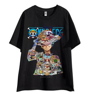 路飞T恤男日系动漫二次元痛衣联名创意短袖索隆乔巴宽松学生半袖