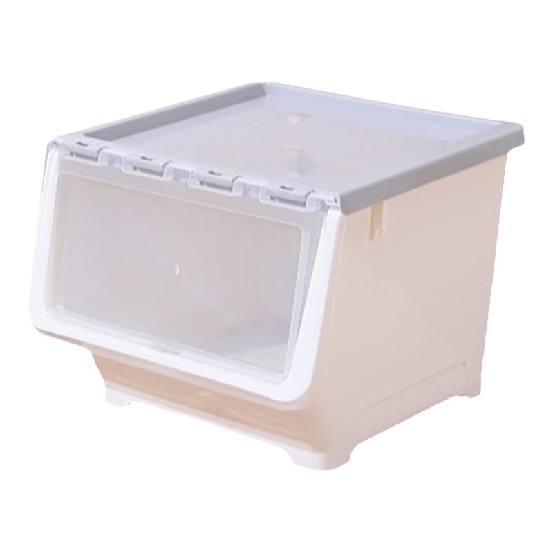 翻盖大号玩具收纳箱前开式透明儿童整理箱塑料可叠加储物箱厨房
