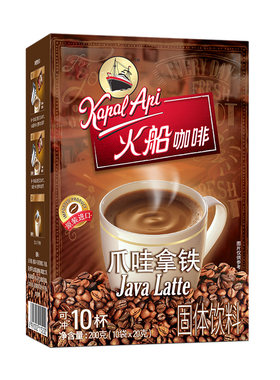 火船咖啡爪哇拿铁咖啡印尼进口速溶特浓三合一咖啡粉拿铁味袋装