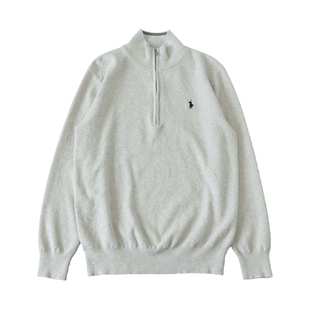 老钱风小马刺绣半高拉链毛衣男士纯棉高级商务休闲针织打底衫秋冬