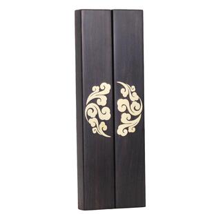 黑檀木镶铜镇纸黑紫檀书镇镇尺木镇子文房四宝书法用品祥云礼盒装