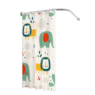 弧形浴室保暖防水浴帘套装免打孔干湿分离隔断帘L型不锈钢伸缩杆