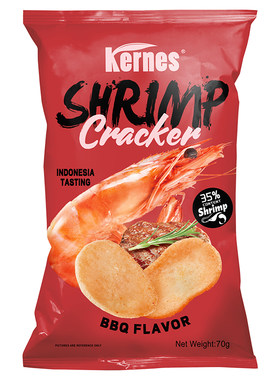 Kernes克恩兹虾片印尼进口原味烧烤味香脆休闲追剧解馋零食70g