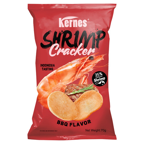 Kernes克恩兹虾片印尼进口原味烧烤味香脆休闲追剧解馋零食70g