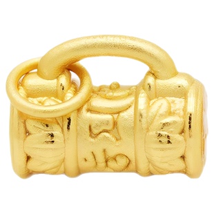 羲室S999纯银吊坠 3D硬银莲花六字真言锁包三色挂坠DIY银手链配件