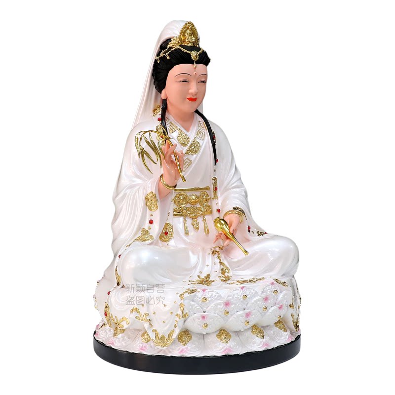 妙善观音像树脂铜彩观音佛像