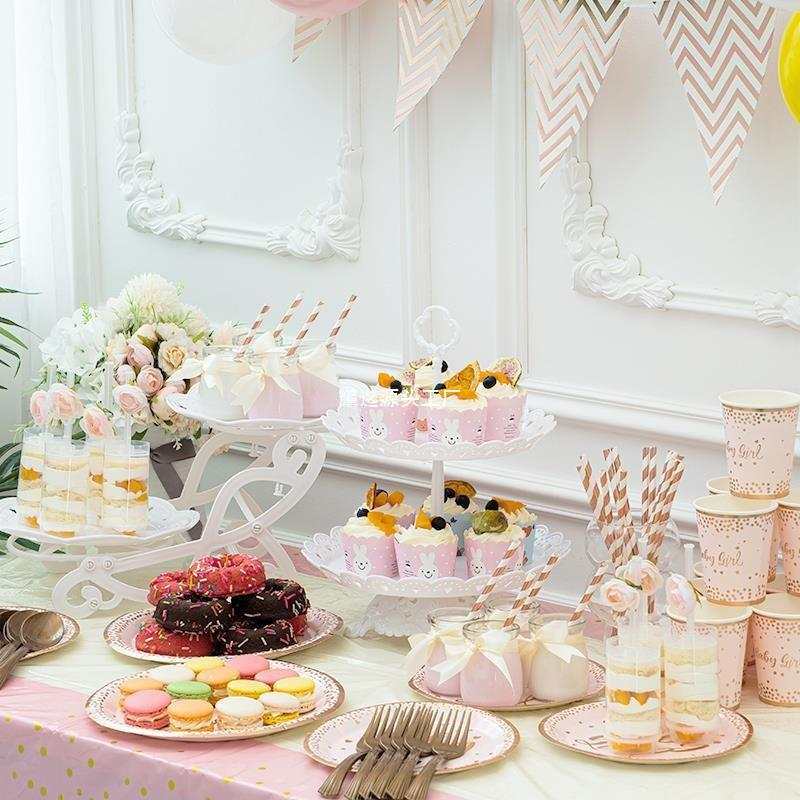茶歇摆盘一次性甜品展示架展示架布置甜品一次性三层蛋糕摆件台桌