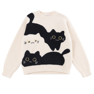 女童毛衣秋冬儿童仿貂绒毛线衣大童保暖外套青少年上衣女孩童装