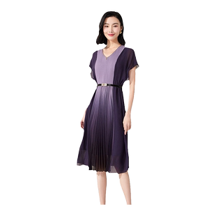 乔万尼高级精致感真丝连衣裙2026新品商场同款渐变设计感ET2E227