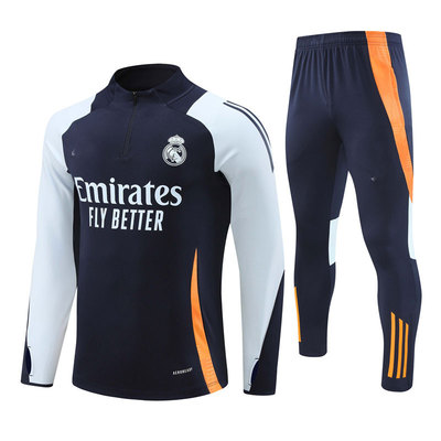 皇马足球训练服长袖半拉链秋冬成人巴黎球衣巴萨运动套装定制儿童
