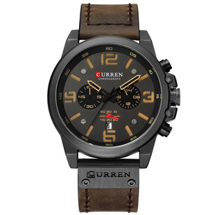 CURREN手表石英多功能男表秒表计时日历运动大表盘防水男士表学生